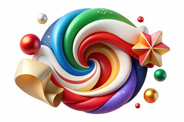 Sticker - Abstract Christmas Spirit: Swirling Colors and Shapes Capturing Joy and Celebration - Festive Design with Ample Copy Space for Holiday Messages