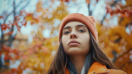 Wall Mural - Young Woman in Autumnal Setting