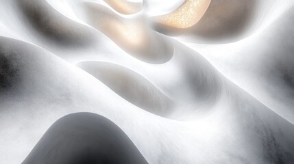 Poster - Abstract swirling forms with soft textures and light interplay.