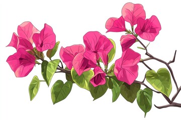 Wall Mural - bougainvillea  on white background