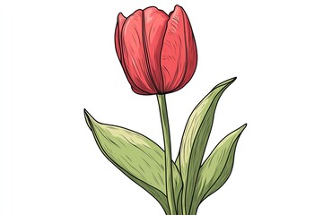 Wall Mural - tulip on white background