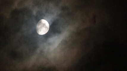 Wall Mural - Half moon and clouds at night