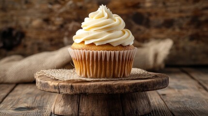 Cupcake on burlap backdrop