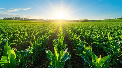 Canvas Print - Sunrise over a Cornfield