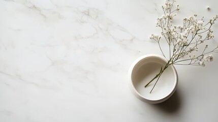 Poster - Minimalist Still Life with Flowers and Marble Backdrop