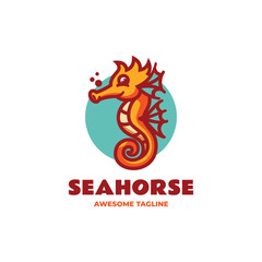 Wall Mural - Vector Logo Illustration Seahorse Simple Mascot Style