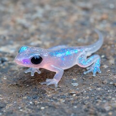 Poster - Sparkling translucent gecko on rocky surface