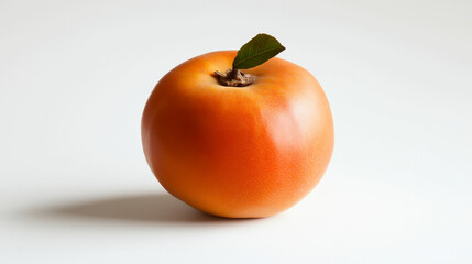 Wall Mural - A single persimmon, with its smooth orange skin glowing against a plain background.