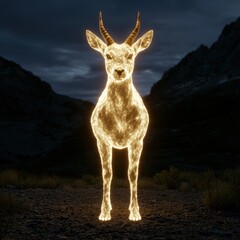 Poster - Glowing deer in the night