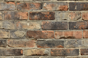 A vintage brick wall texture with aged, weathered bricks in neutral tones, providing an old-world charm for design projects