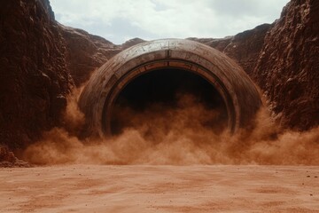 Canvas Print - Mysterious desert tunnel entrance