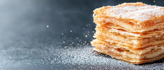 Poster - Delicious homemade pastry with powdered sugar