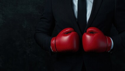 Poster - Businessman wearing boxing gloves