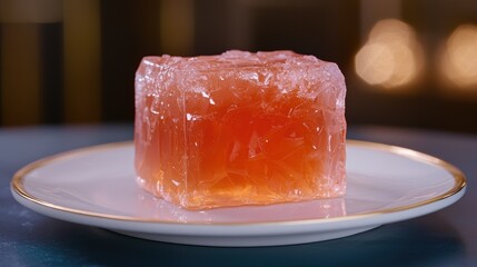 Wall Mural - Vibrant orange jelly dessert on a plate