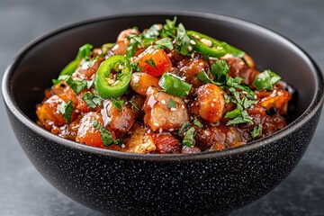 Wall Mural - Delicious spicy vegetable stir fry in a bowl