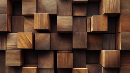 Wall Mural - Wooden Cubes Texture for Background and Design Use