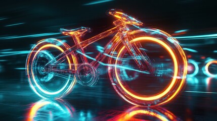 Canvas Print - Neon Bike in Motion Blur