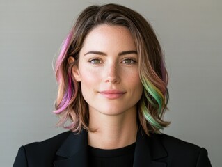 Wall Mural - portrait of a young woman with colorful hair