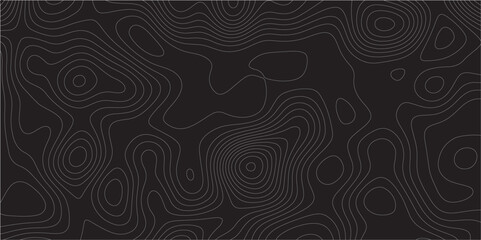 Wall Mural - Abstract white on black background Topographic line map pattern. Contour elevation topographic and textured Background Modern design with black background with topographic wavy patted.	
