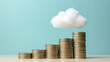 © artmozai - Stacks of coins with a cloud icon symbolize cloud financial planning, highlighting cost management and budgeting in cloud computing