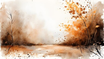 Canvas Print - Serene Light Brown Dusty Autumn Abstract in Watercolor Style