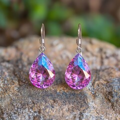 Poster - Stunning crystal earrings on rock