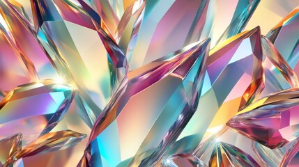 Wall Mural - Colorful Crystals Reflecting Light in Abstract Art