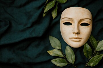 Sticker - Mysterious mask surrounded by leaves