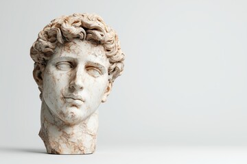 Wall Mural - ancient marble bust of a man with curly hair