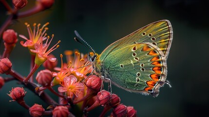 Green Butterfly on Flower: A Macro Photography Masterpiece