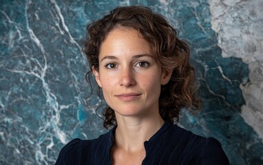 Poster - Portrait of a thoughtful woman with curly hair