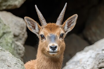 Sticker - Close-up portrait of a beautiful antelope with large horns