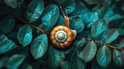 Nautilus shell in closeup, showcasing its intricate spiral pattern. The shell's geometric design is a stunning example of nature's artistry.