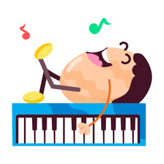 Wall Mural - Comic style sticker of piano singing 