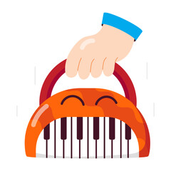 Wall Mural - Comic style sticker of portable piano 

