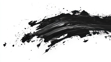 Abstract black in splash, paint, brush strokes, stain grunge isolated on white background, Japanese style with Generative AI. transparent background