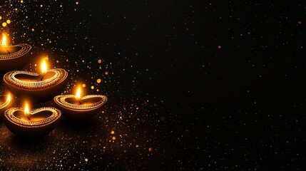 Diwali Festive Lights with Golden Sparkle Background