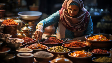 Photos of the preparation of traditional Iftar meals in the kitchen or at food stalls can showcase the cultural diversity of Ramadan