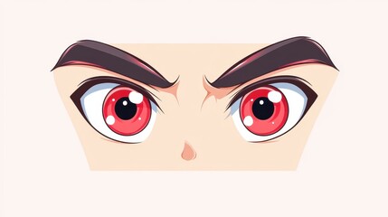 Poster - Unique vector illustration featuring a cartoon face with striking red eyes, perfect for anime and manga enthusiasts.