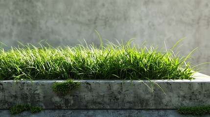 Wall Mural - Podium cross cut plant image with grass ground render