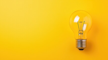 Wall Mural - Light Bulb on Yellow Background  Inspiration  Idea  Creativity