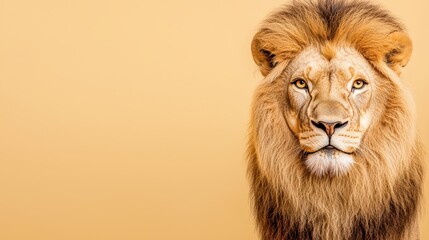 Majestic Lion Portrait Against a Golden Background