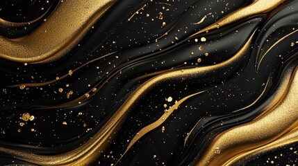 Wall Mural - Abstract Black and Gold Swirls Background