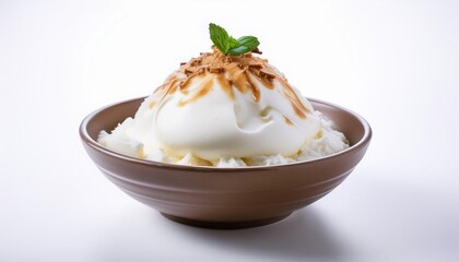 Korean Food, Patbingsu on white background isolated.