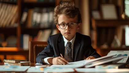 A young boy in a suit