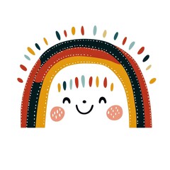 Sticker - A vibrant rainbow vector image that radiates joy, ideal for childrens book illustrations against a crisp white canvas.