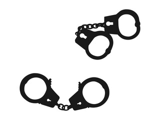 Handcuffs. Flat style element for graphic design. handcuffs icon vector trendy design template logo signage illustration. Black and White Icon Design Elements on Isolated White Background.