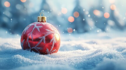 Wall Mural - christmas ball in the snow