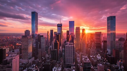 Poster - Manhattan Skyline at Sunset