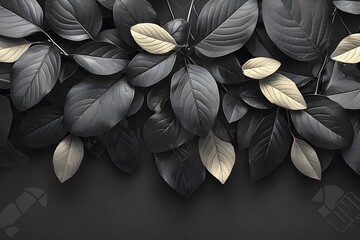 Abstract black leaves texture for tropical leaf background.